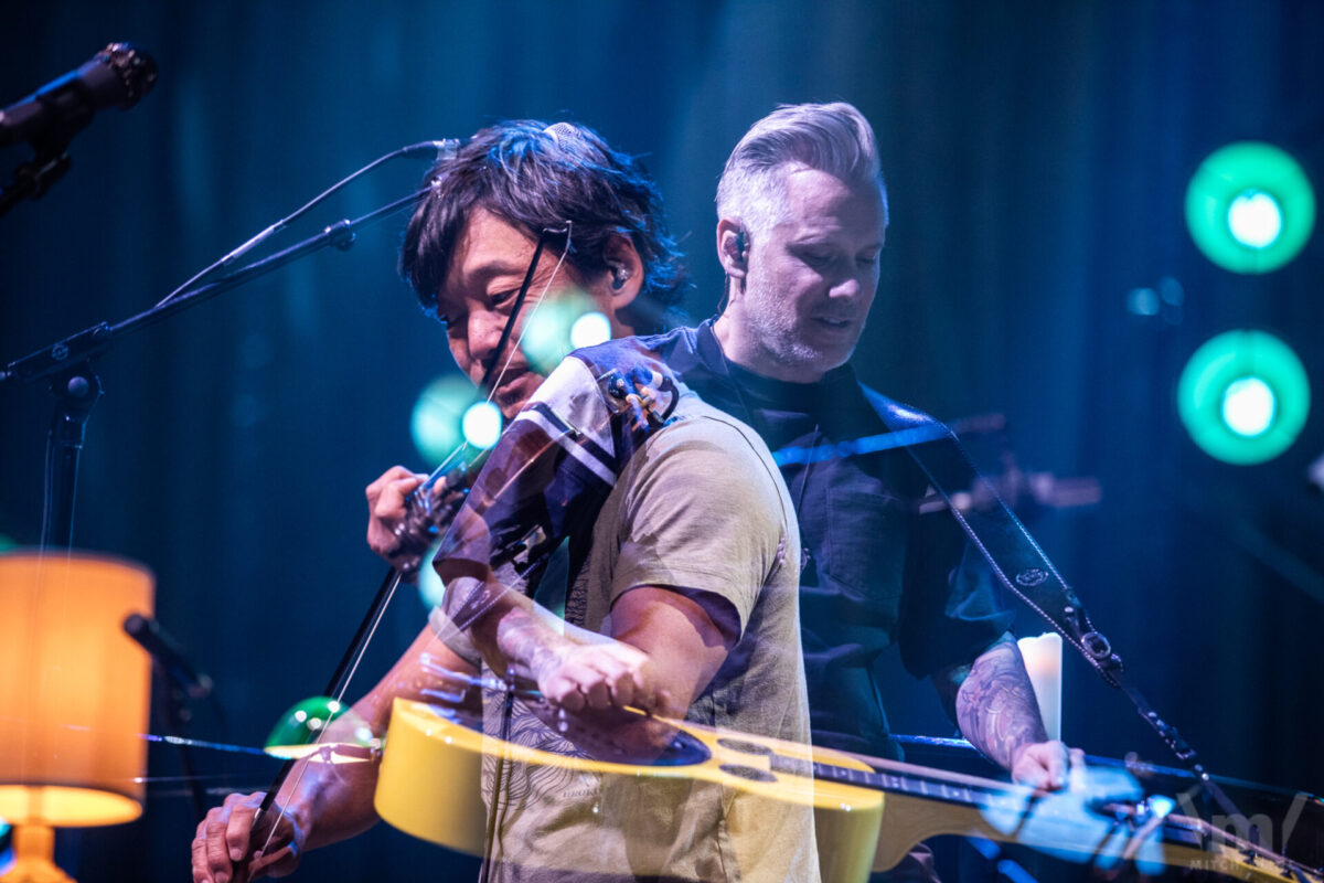 Michael Kang and Andy Hall double exposure, The String Cheese Incident, Nov 24, 2021, Mission Ballroom, Denver, CO. Photo by Mitch Kline.