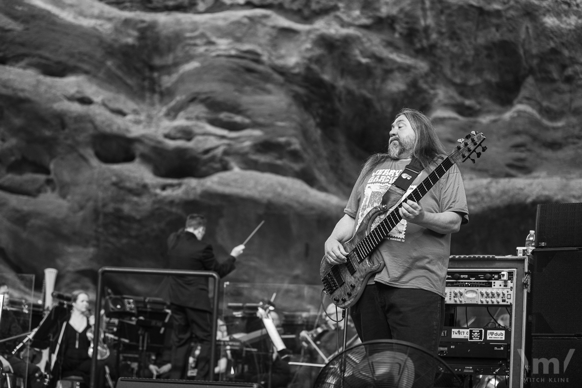 Dave Schools, Jerry Garcia Symphonic Celebration, June 29, 2022, Red Rocks Amphitheatre, Morrison, CO. Photo by Mitch Kline.