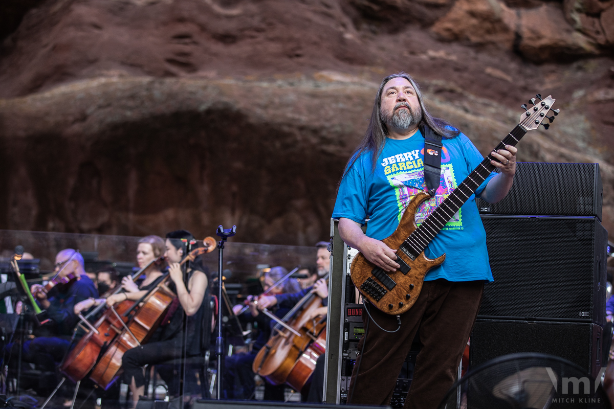 Dave Schools, Jerry Garcia Symphonic Celebration, June 29, 2022, Red Rocks Amphitheatre, Morrison, CO. Photo by Mitch Kline.