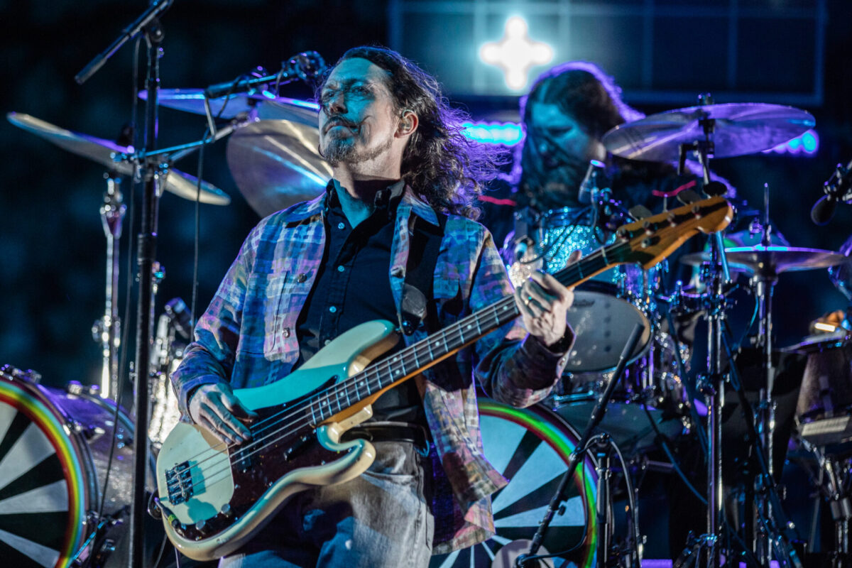 Tom Blankenship, My Morning Jacket, Aug 16, 2025, Red Rocks Amphitheatre, Morrison, CO. Photo by Mitch Kline.