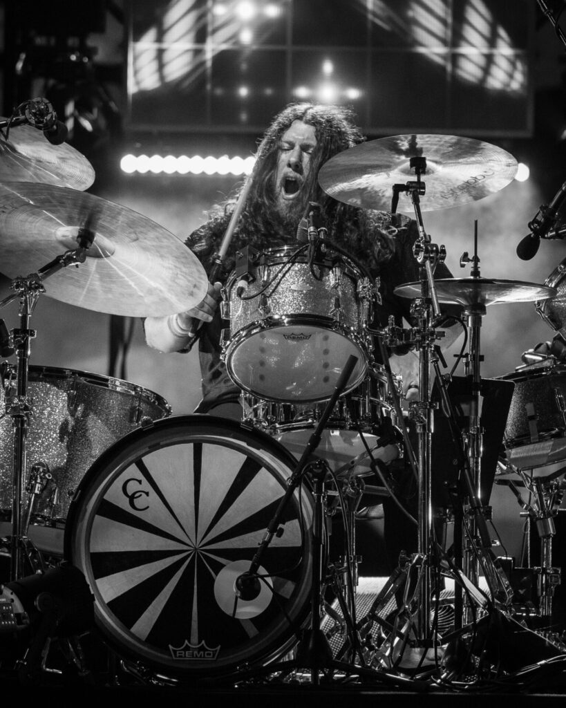 Patrick Hallahan, My Morning Jacket, Aug 16, 2025, Red Rocks Amphitheatre, Morrison, CO. Photo by Mitch Kline.