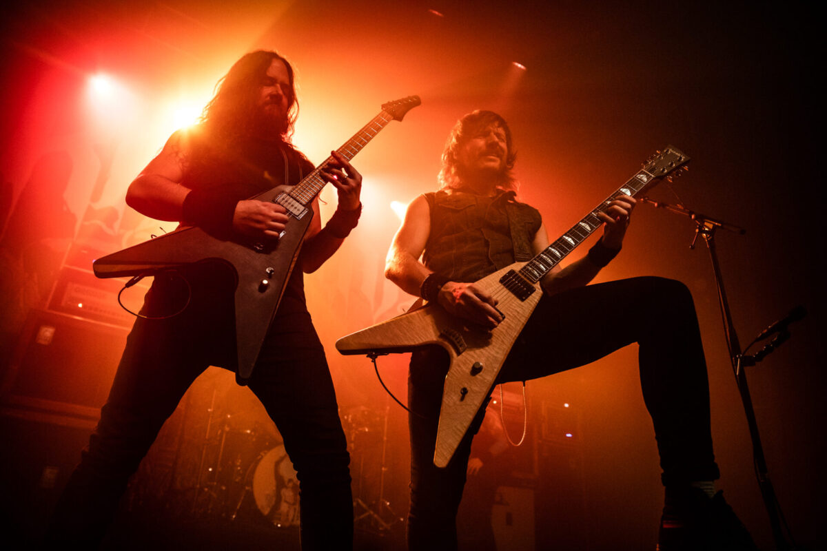 Ben Hutcherson and Phil Pendergast, Khemmis, Dec 20, 2025, Gothic Theatre, Englewood, CO. Photo by Mitch Kline.