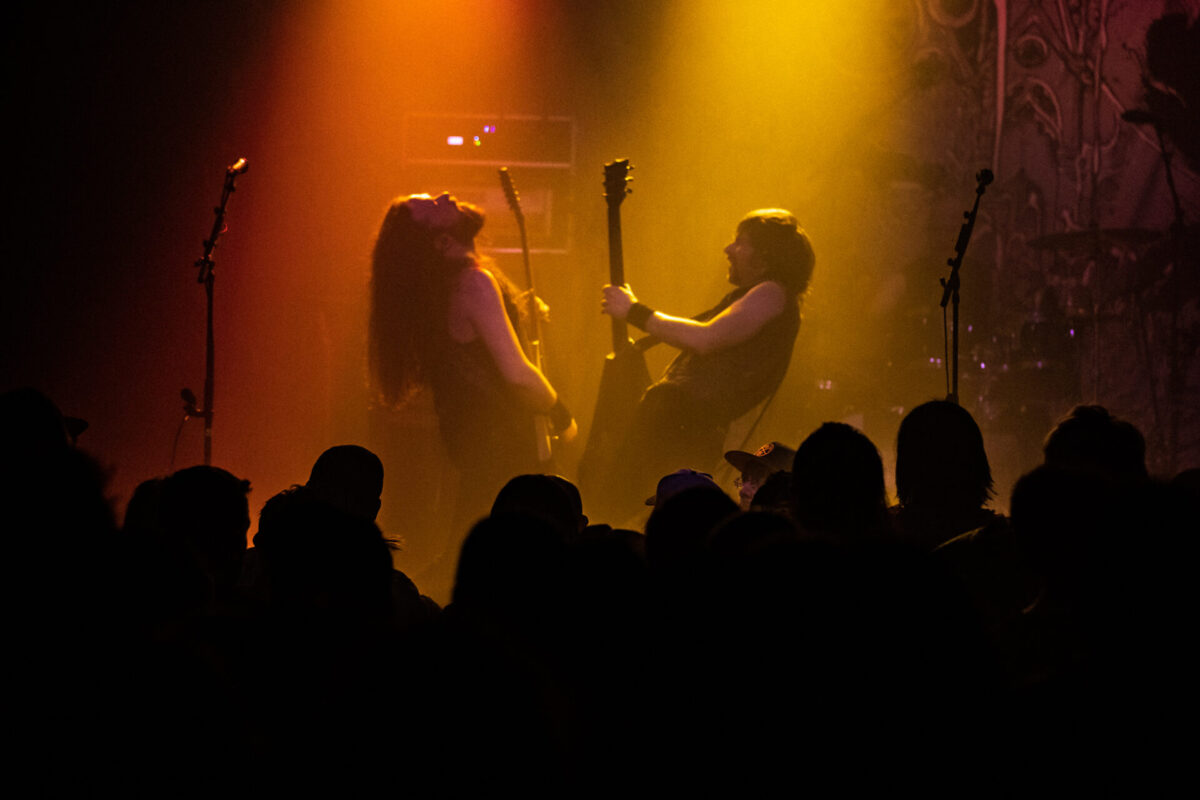 Ben Hutcherson and Phil Pendergast, Khemmis, Dec 20, 2025, Gothic Theatre, Englewood, CO. Photo by Mitch Kline.