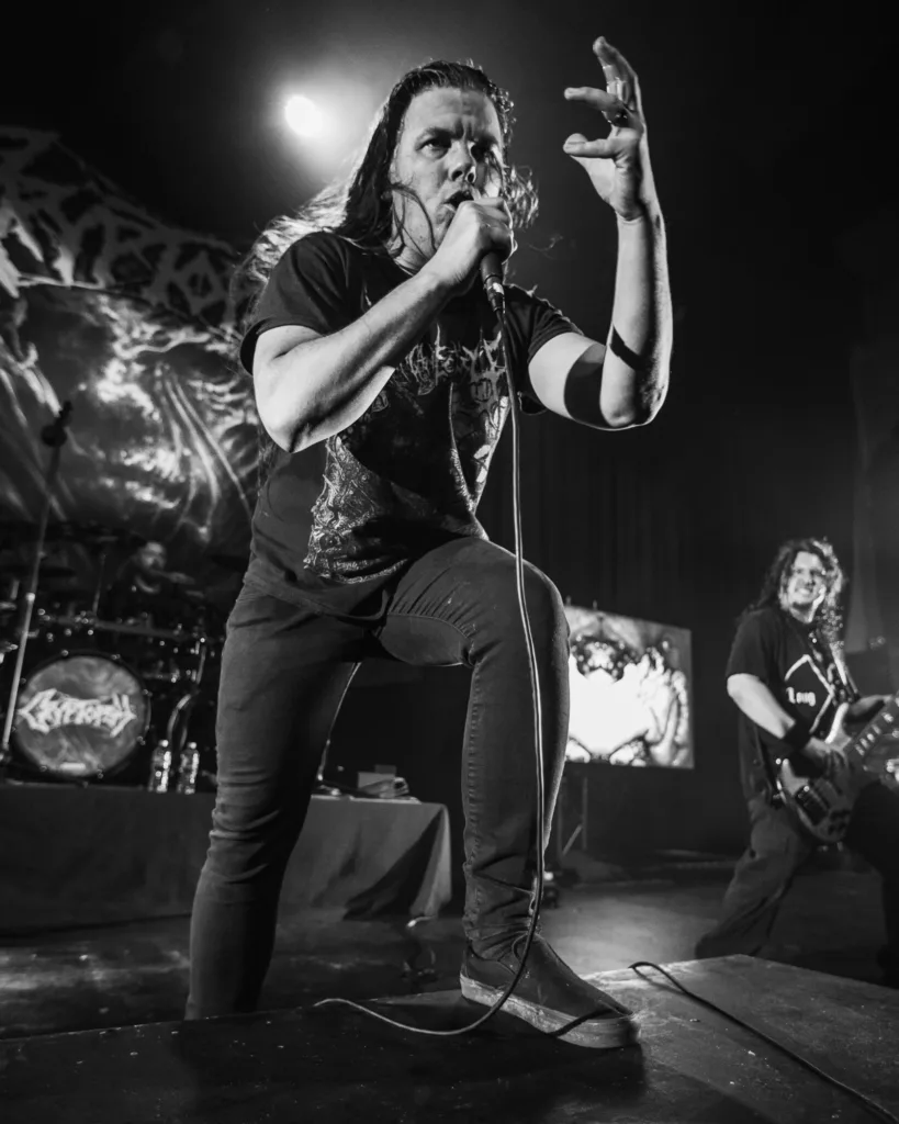Matt McGachy, Cryptopsy, May 20, 2026, Oriental Theater, Denver, CO. Photo by Mitch Kline.