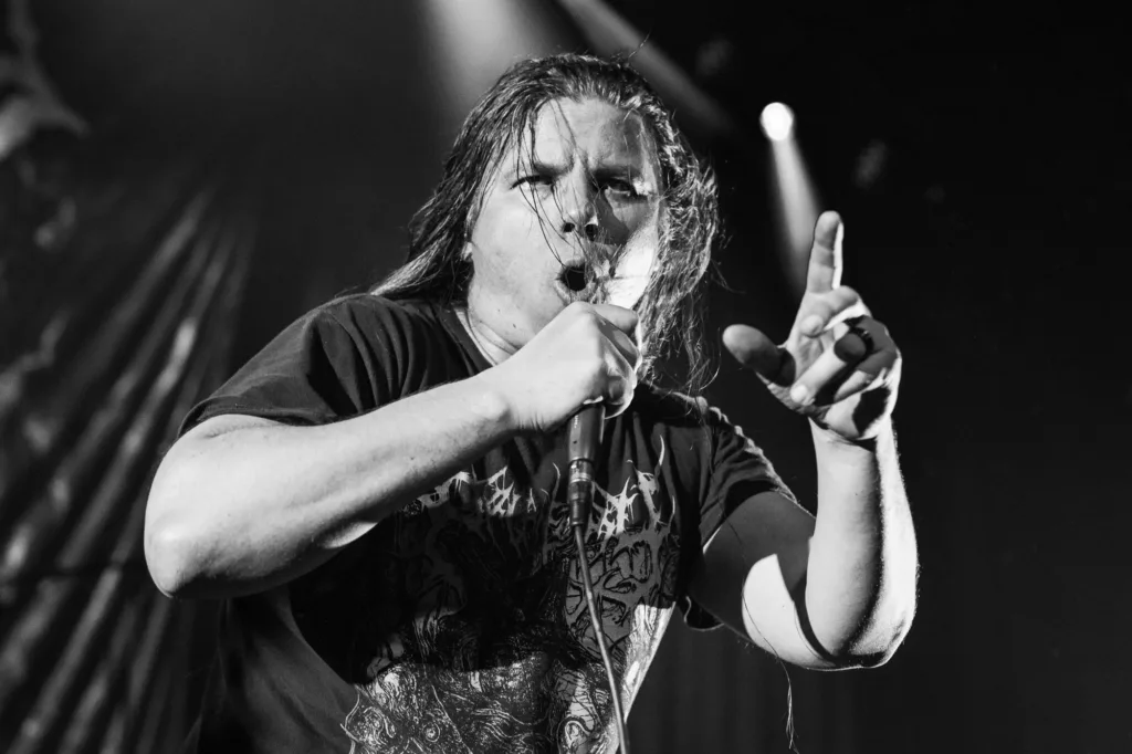 Matt McGachy, Cryptopsy, May 20, 2026, Oriental Theater, Denver, CO. Photo by Mitch Kline.