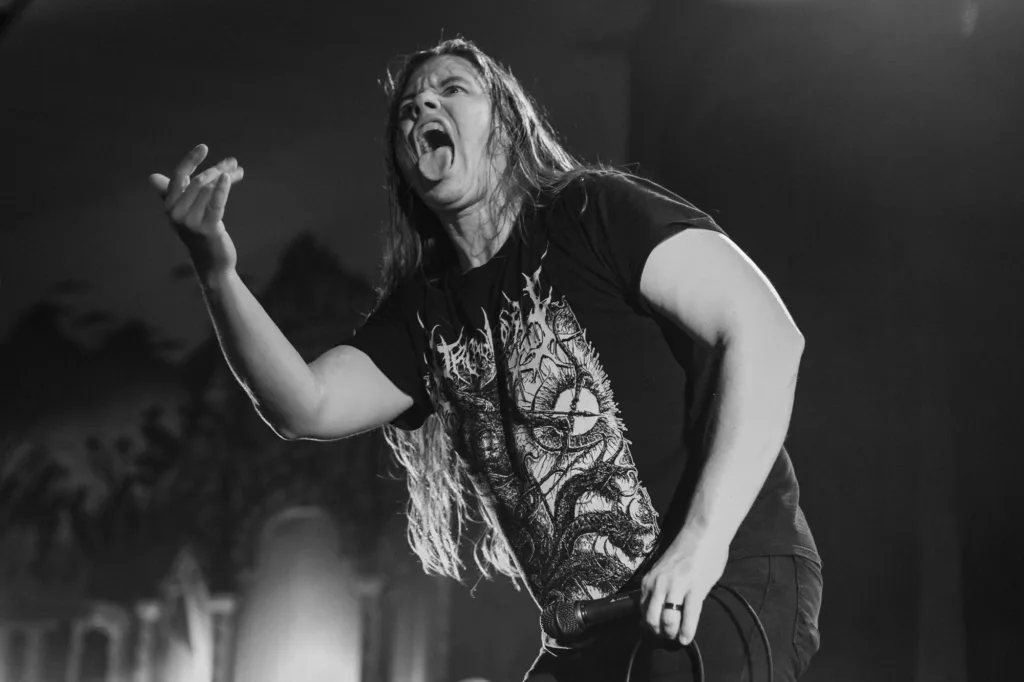 Matt McGachy, Cryptopsy, May 20, 2026, Oriental Theater, Denver, CO. Photo by Mitch Kline.