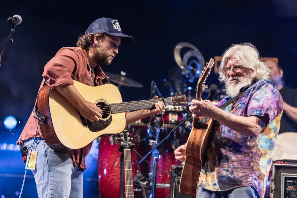 Sam Walker of Clay Street Unit with Bill Nershi of The String Cheese Incident, July 17, 2026, Red Rocks Amphitheatre, Morrison, CO. Photo by Mitch Kline.